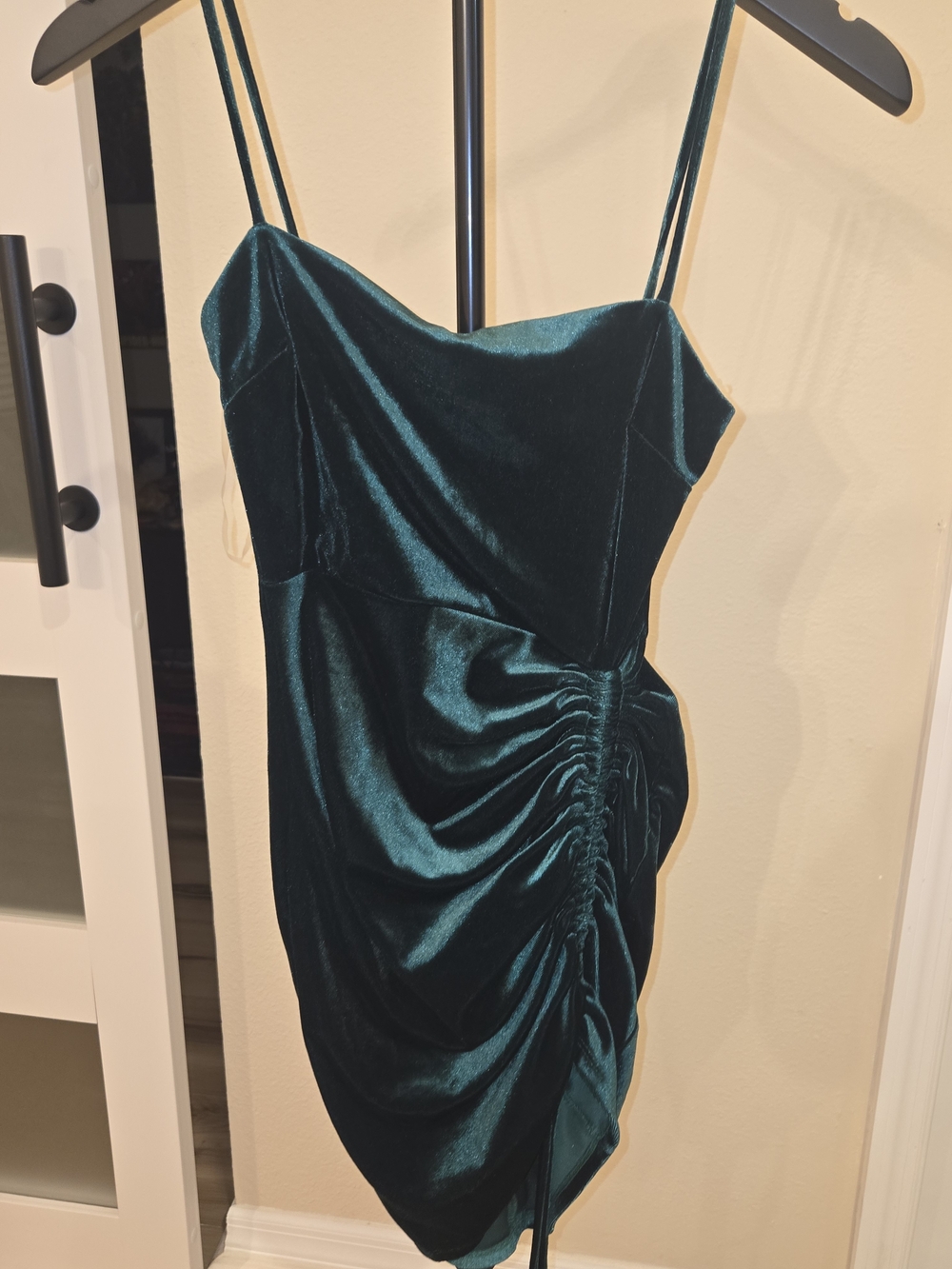 Windsor Teal Velvet Ruched Mini Dress